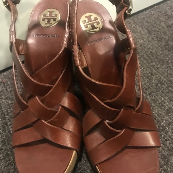 Tory Burch Brown Cork Wedges, Sz 9 - Picture 2 of 6